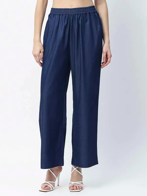 MADAME dark blue solid pant