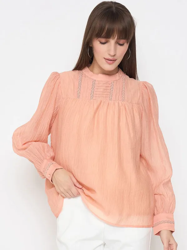 MADAME peach chiffon top for women