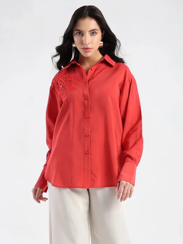 MADAME red linen shirt for women