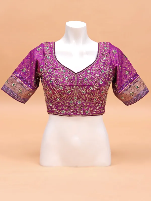 Magenta color silk blouse