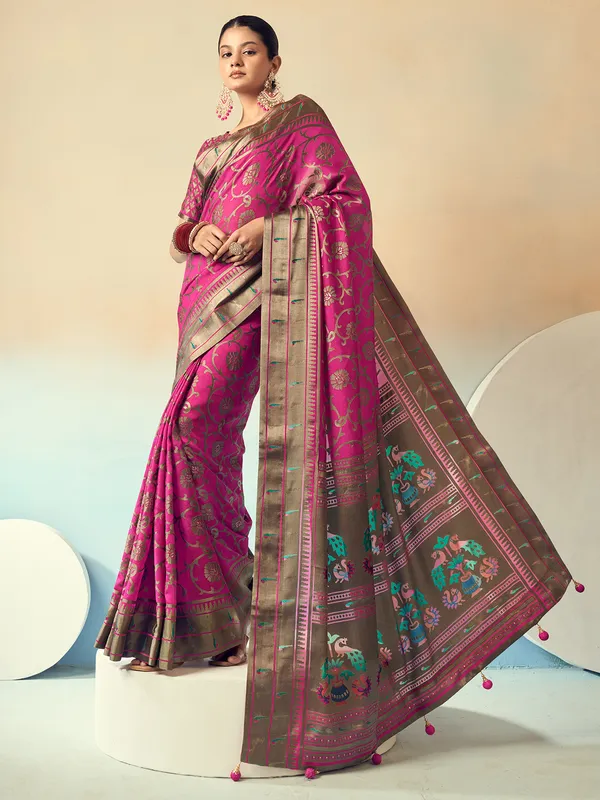 Magenta festive wear georgette saree