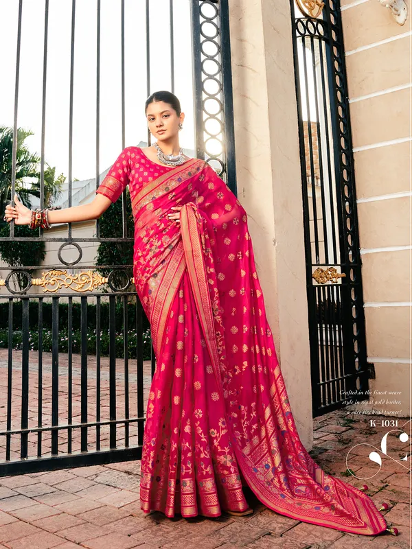 Magenta festive wear georgette saree for women