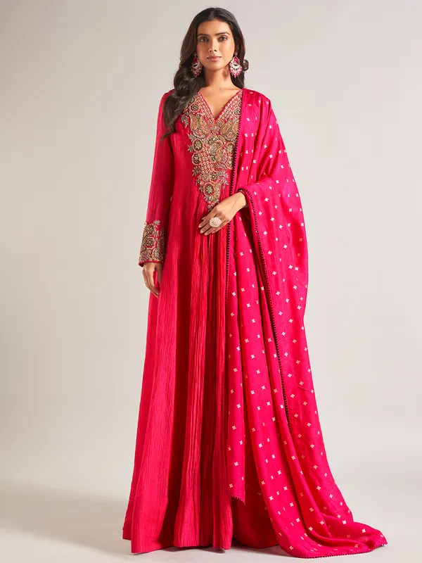 Magenta georgette anarkali salwar suit