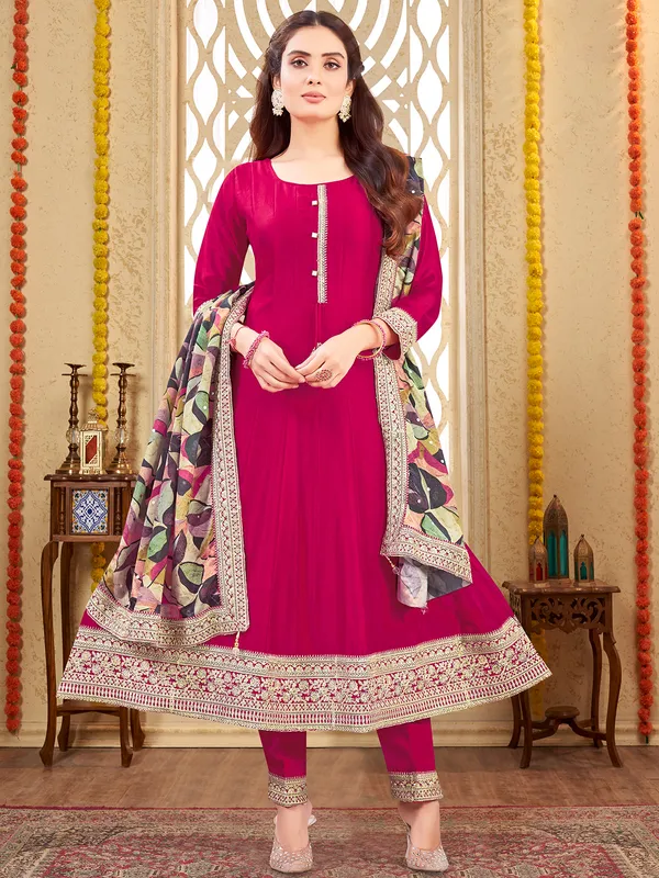 Magenta silk salwar suit for women