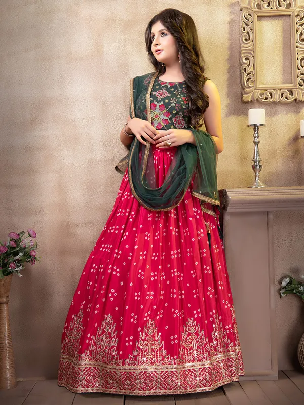 Magenta silk wedding wear girls lehenga choli