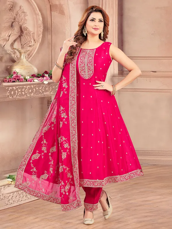 Magenta silk wedding wear salwar suit