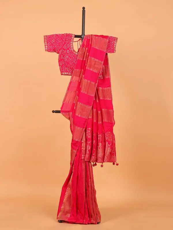 Magenta soft organza saree for wedding wear