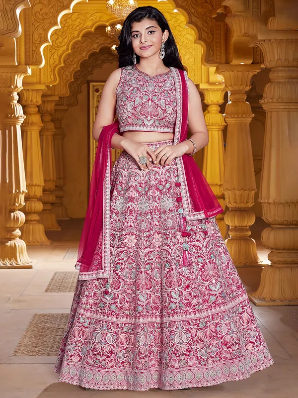 Magenta wedding wear silk lehenga choli