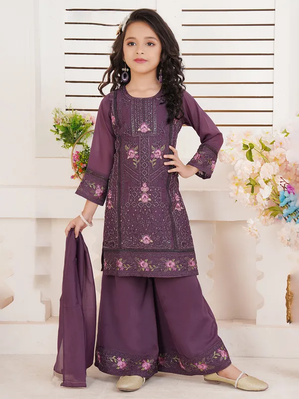 Magnificent purple silk salwar suit