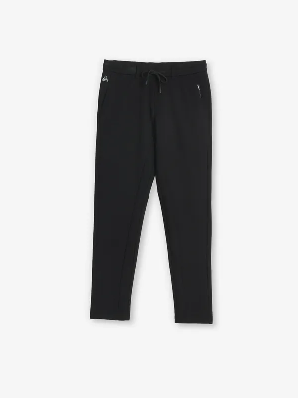 MAML black solid cotton trackpant
