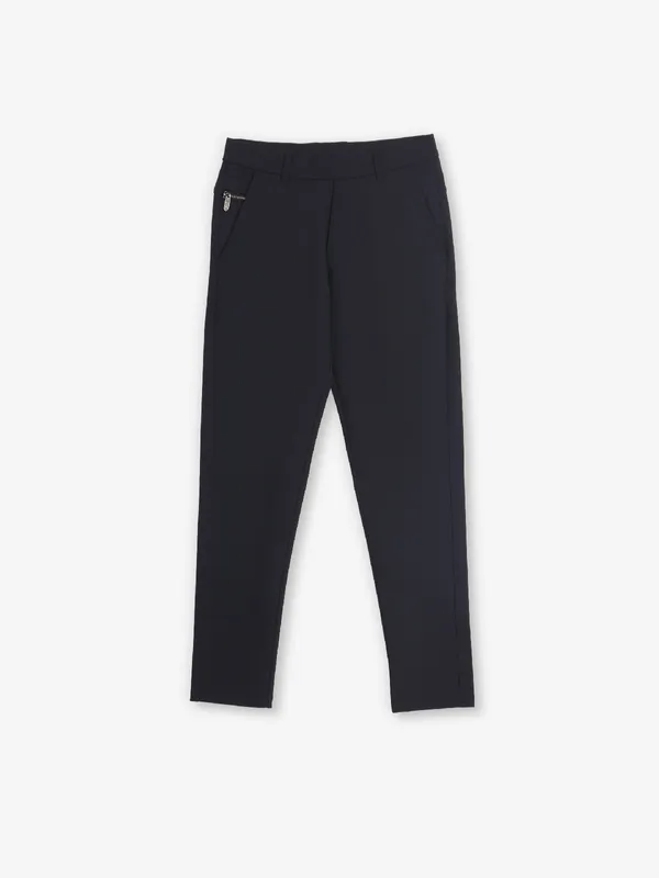 MAML navy cotton solid trouser