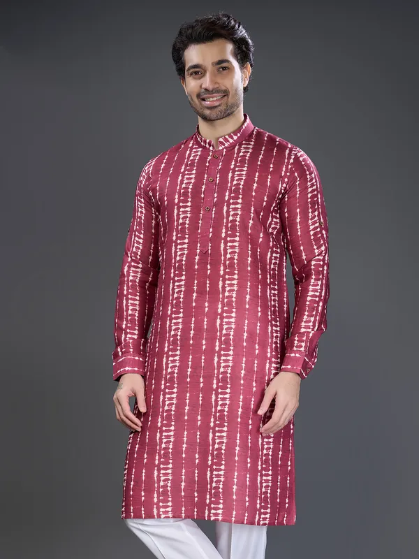 Maroon festive charm kurta set in printed