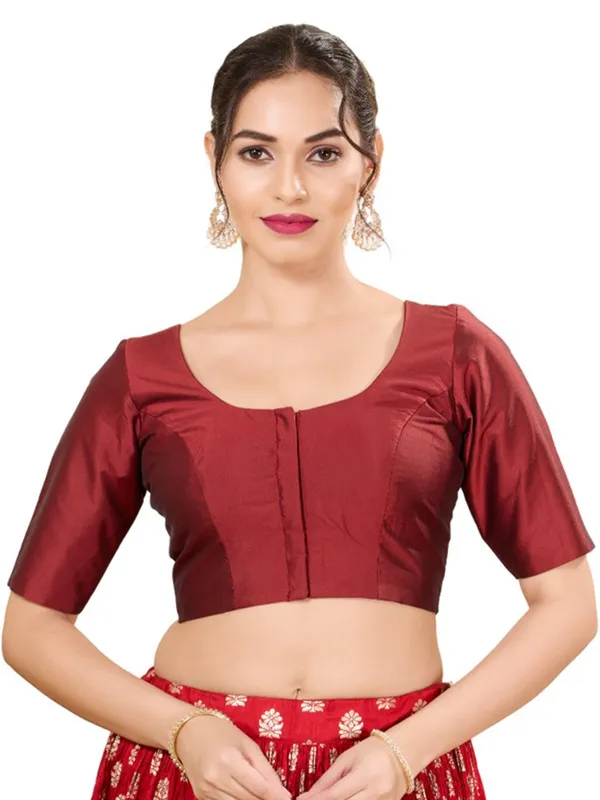 Maroon readymade silk blouse