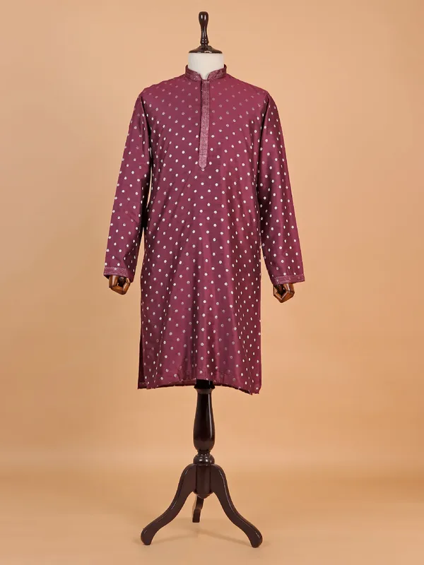 Maroon shining kurta suit for men