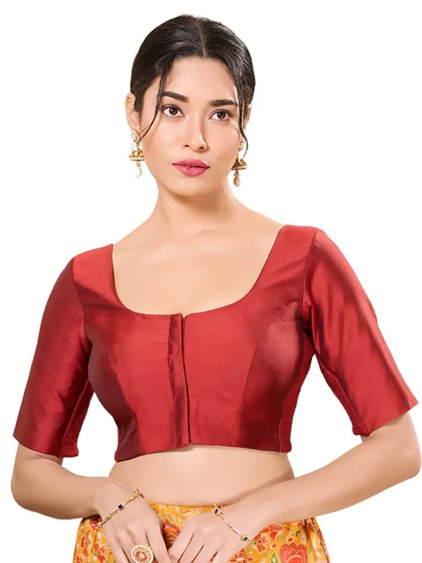 Maroon silk readymade blouse