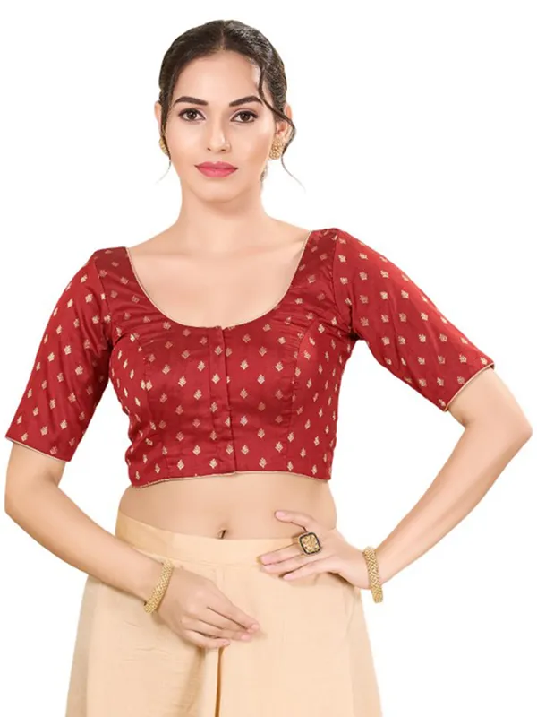 Maroon zari worked blouse in rich silk