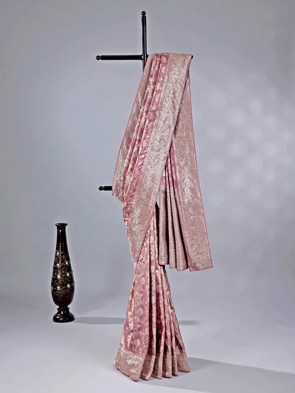Mauve purple banarasi silk saree for weddings