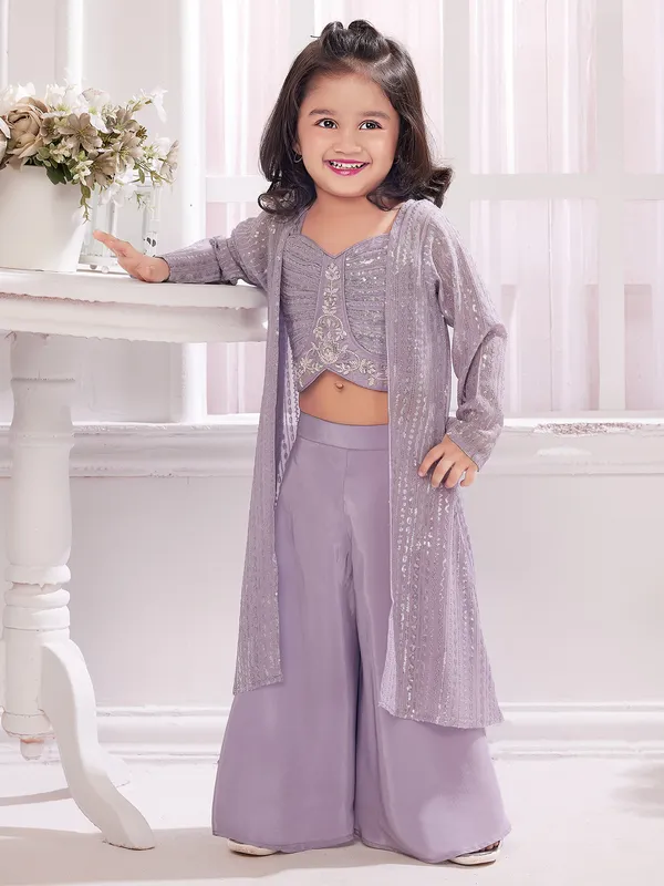 Mauve purple jacket style palazzo set