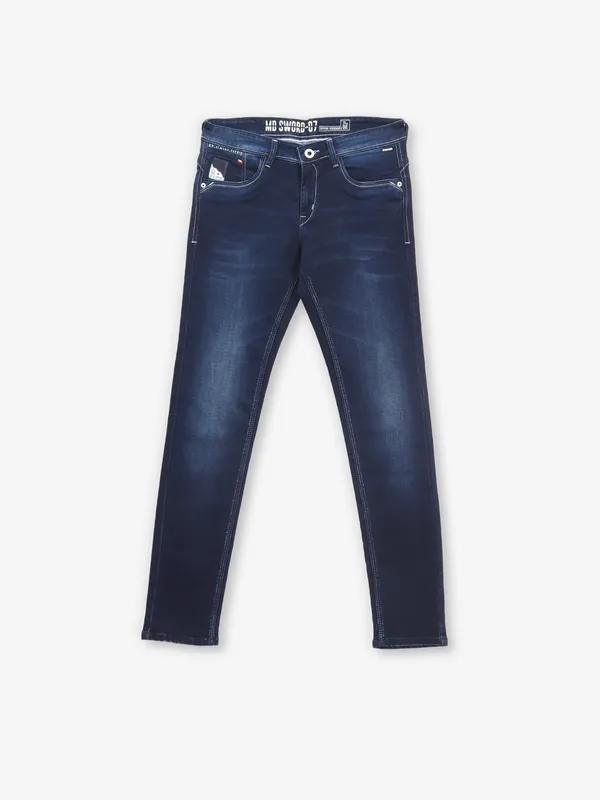 MD SWORD washed dark navy narrow fit denim