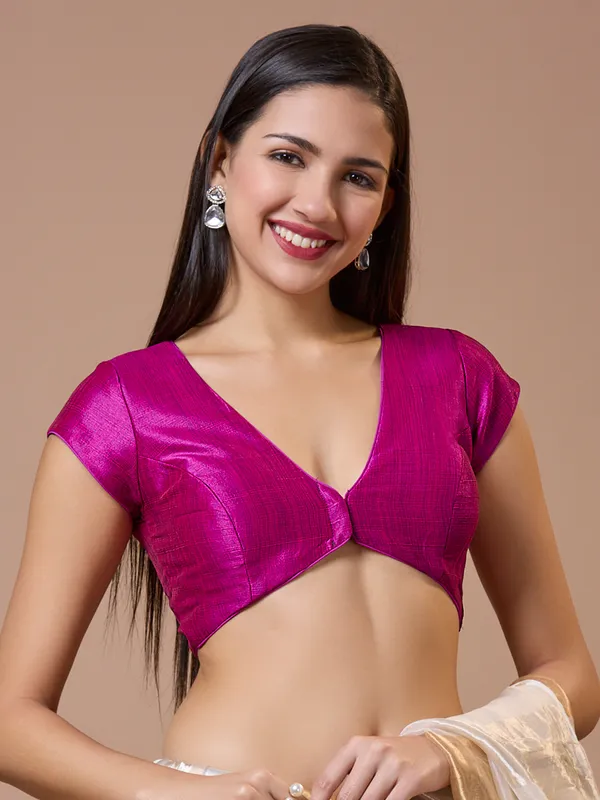 Megenta pink cotton silk readymade blouse