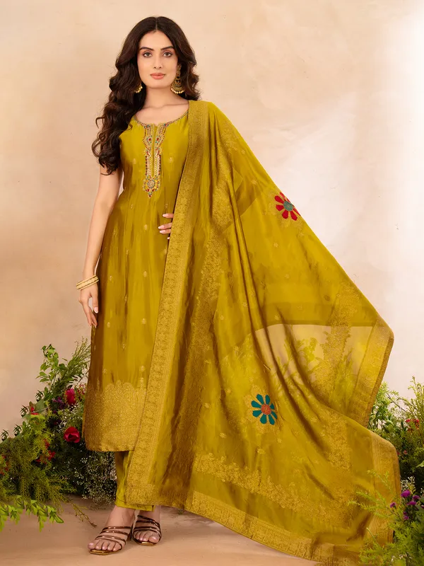 Mehandi green magic festive silk salwar suit