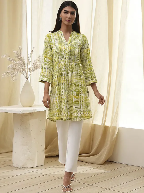 Mehendi green casual cotton silk kurti