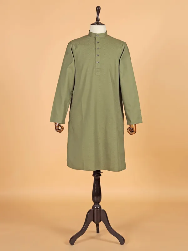 Mehendi green cotton kurta set