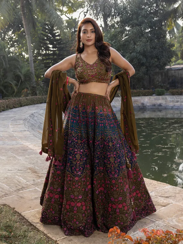 Mehendi green embroidery lehenga choli