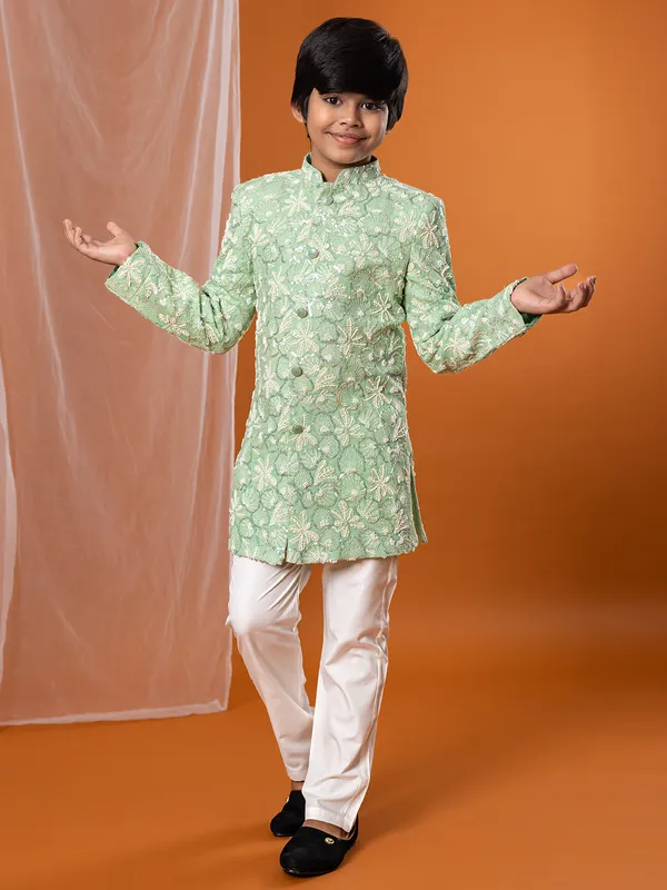 Mint green refreshing silk indo-western