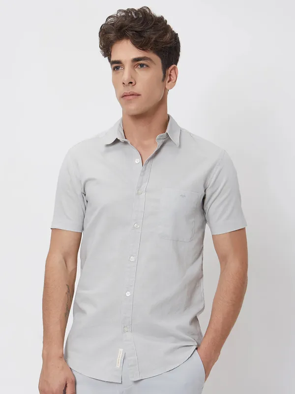 MUFTI light grey cotton linen shirt