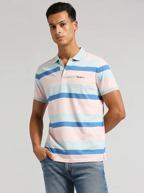 PEPE JEANS light pink regular fit striped t-shirt