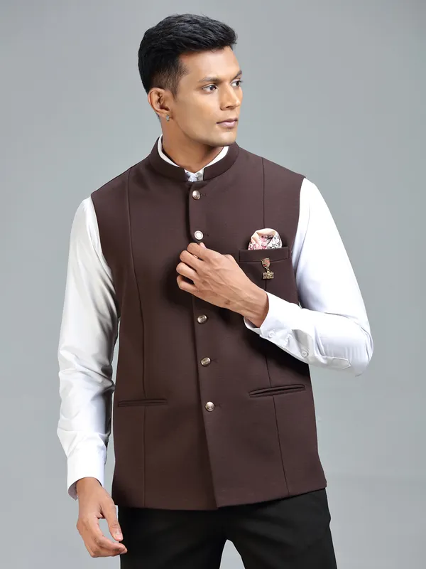 Modern stylish rich brown waistcoat for men