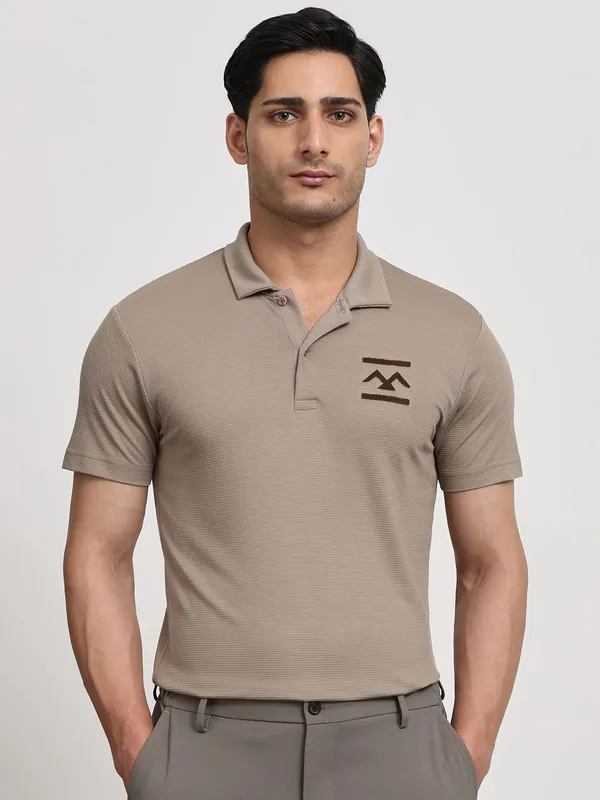 MUFTI pista green cotton plain t-shirt