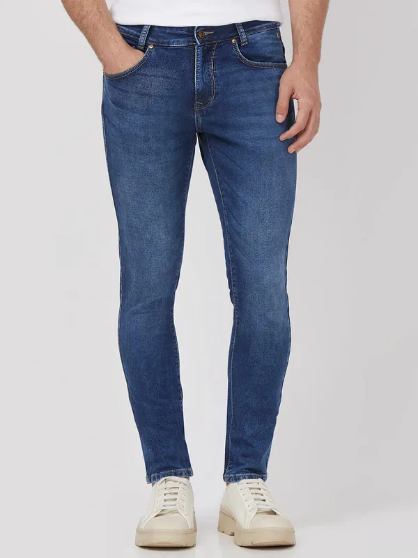 MUFTI blue denim skinny fit washed jeans