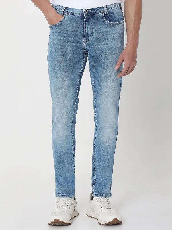 MUFTI blue denim washed skinny fit jeans