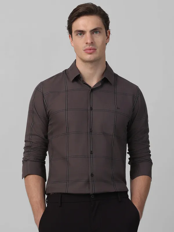 MUFTI checkered wine casual shirt