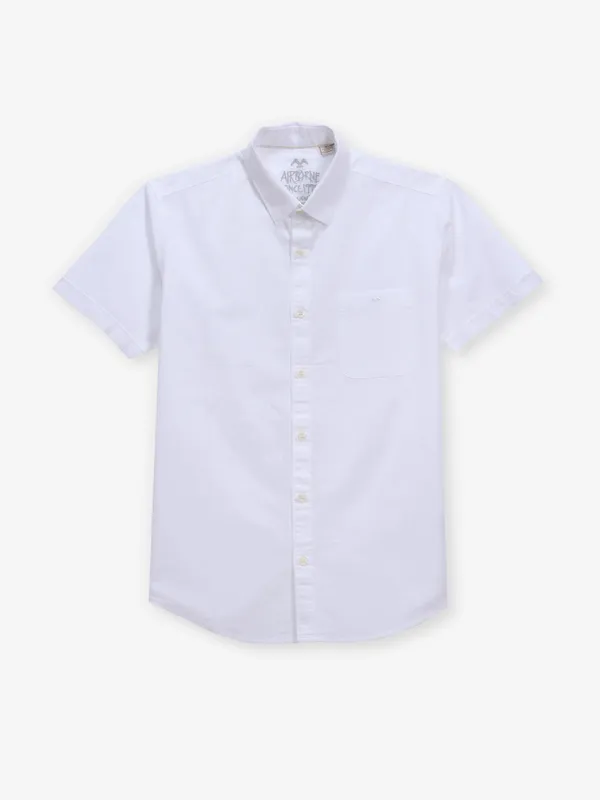 MUFTI cotton white plain shirt