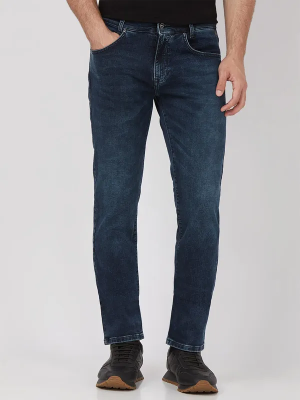 MUFTI dark blue straight fit denim jeans