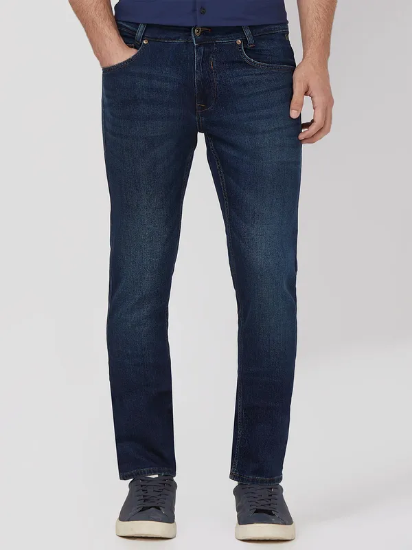 MUFTI dark blue washed super slim fit denim jeans