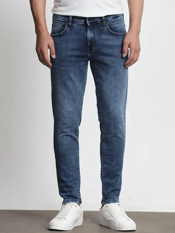 MUFTI dark indigo blue ankle length jeans for men