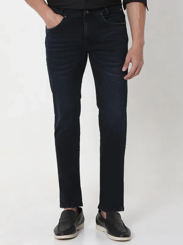 MUFTI dark navy demin washed narrow fit jeans