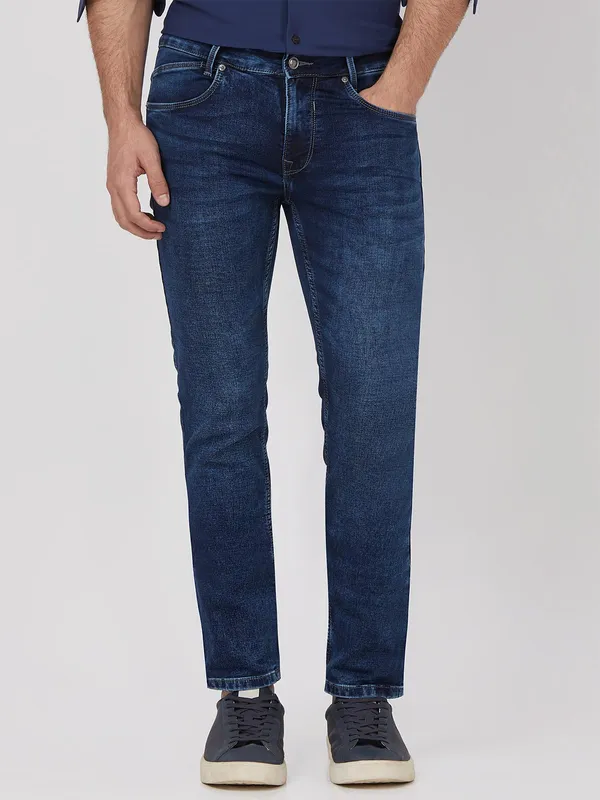 MUFTI  flashy jeans dark blue washed denim super slim jeans