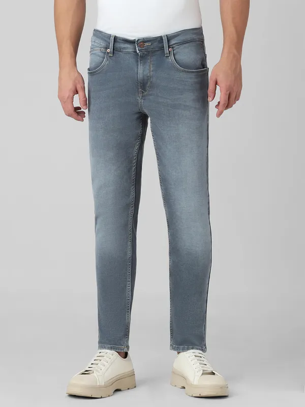 MUFTI grey washed denim ankle length fit jeans