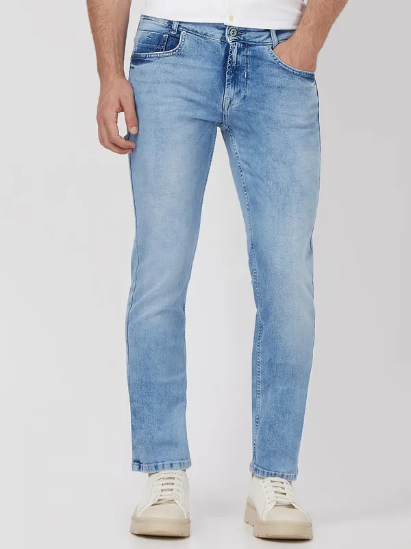 MUFTI light blue washed slim fit denim jeans