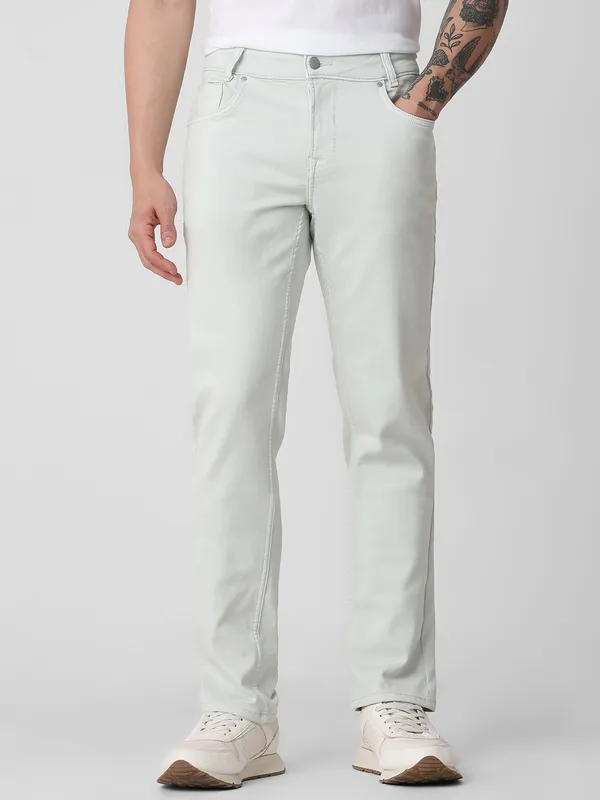 MUFTI light green solid denim jeans for men
