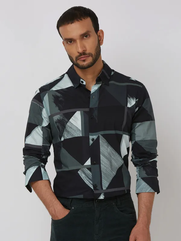 MUFTI multi colour cotton printed shirt