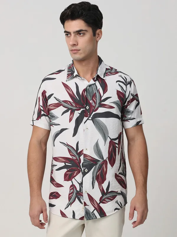 MUFTI multi colour cotton shirt with cutaway collar