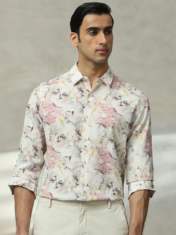 MUFTI multi coloured printed casual slim fit shirt