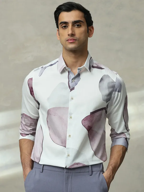 MUFTI multi coloured printed cotton shirt for men