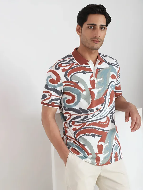 MUFTI multicolor printed polo t-shirt